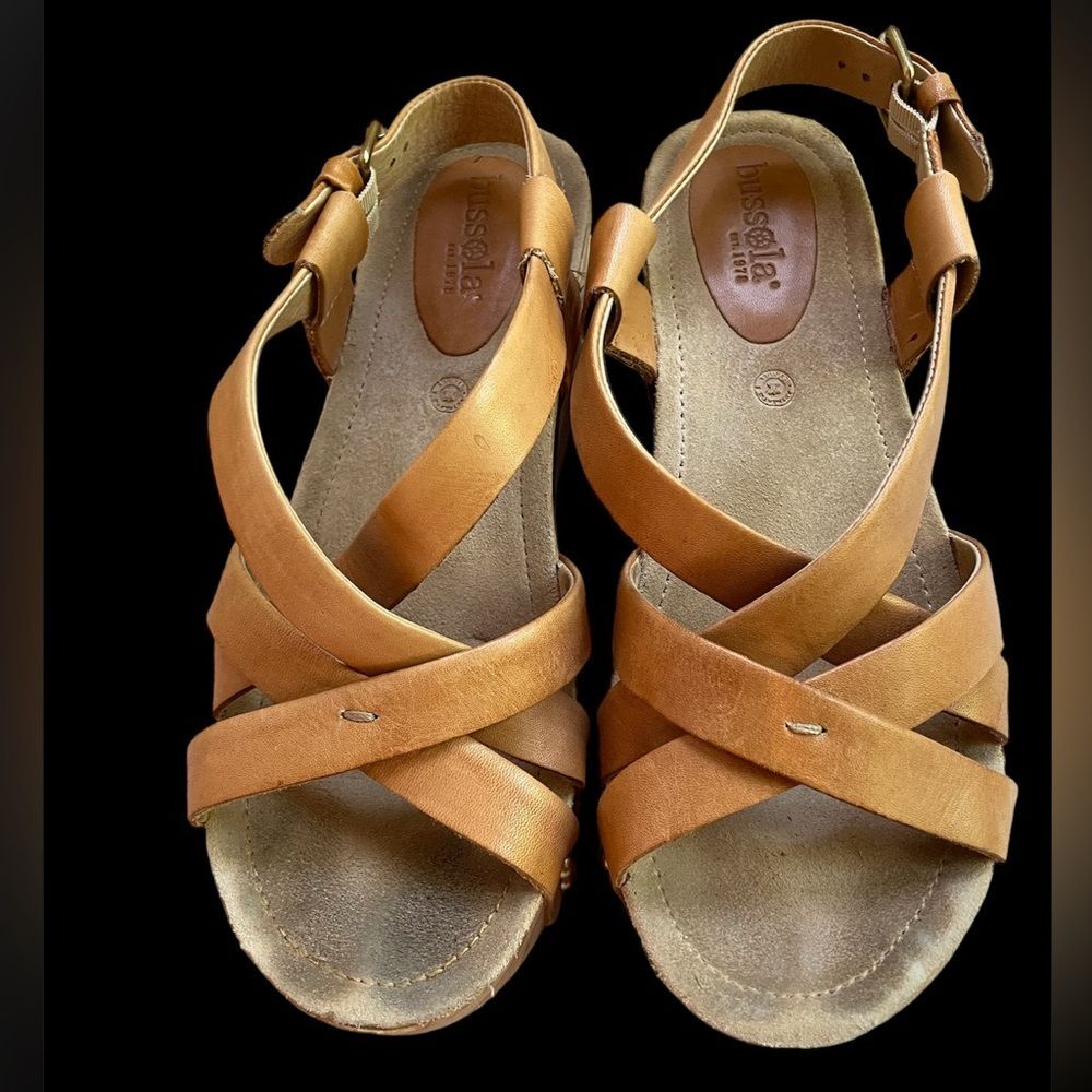 Bussola Formentera Cross Strap Sandal Vitello Toffee‎ Tan Size 9.5 (40)